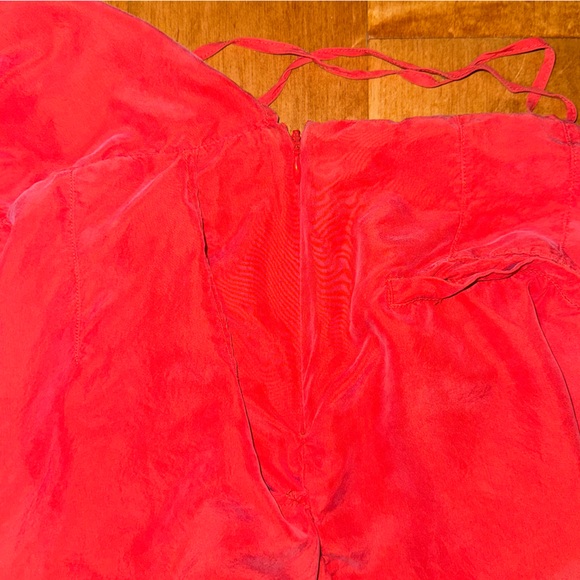 Free People RARE Open Back Backless Silk Jumpsuit Capri Length Tie Back Peach - Picture 12 of 14